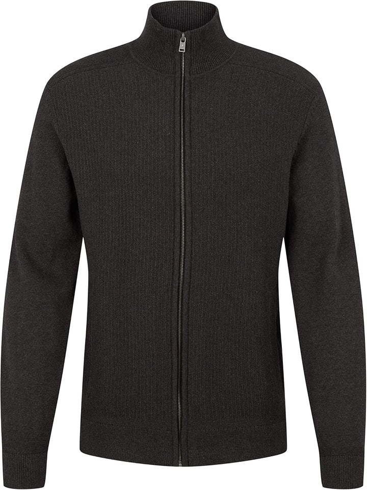 TOM TAILOR Herren Organic Cotton Cardigan with Stand-Up Collar S 10617 - Black Grey Melange, S 10617