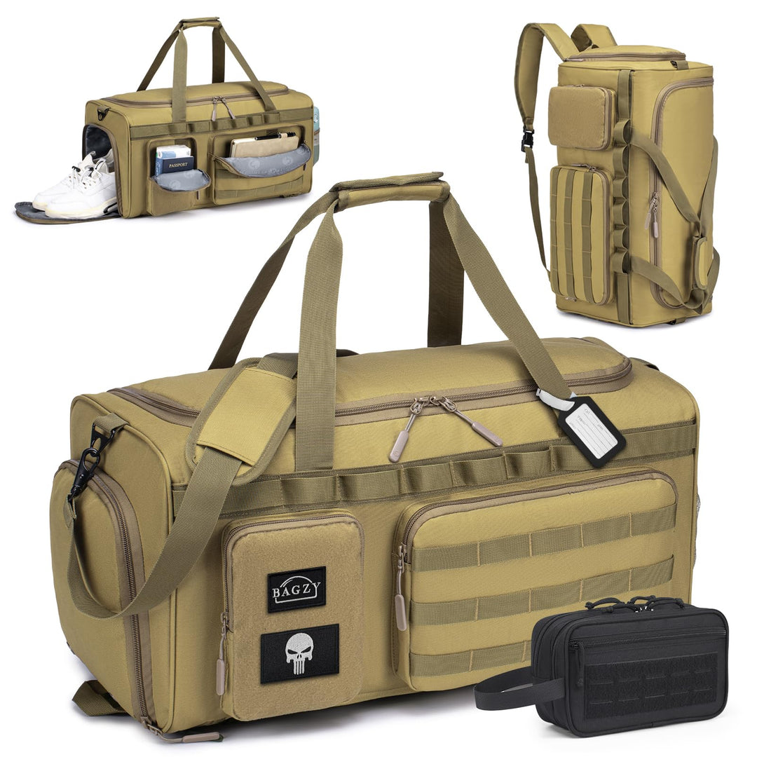 BAGZY 3 In 1 Sporttasche Herren Gross Taktischer Reisetasche 55L Mit Schuhfach Wasserdicht Arbeitsta