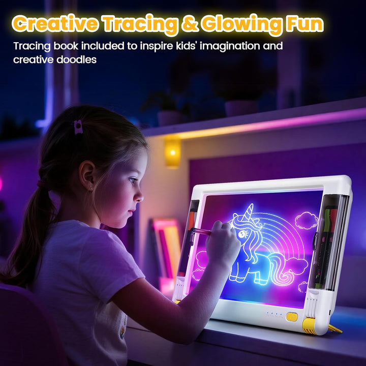 LED-Zeichentafel Wiederaufladbare,15 Zoll Zeichenbrett & Memoboard 9 Farben Lichteffekte Neon Kunst