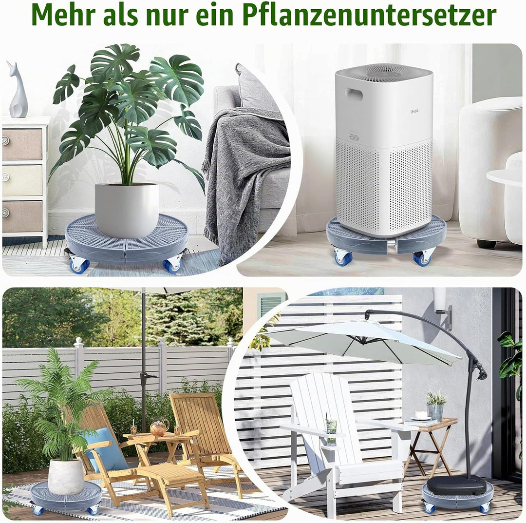 K KASONIC Pflanzenuntersetzer mit 4 Rollen, 150KG Tragkraft, 37-43cm Verstellbarer Rollstand für Inn