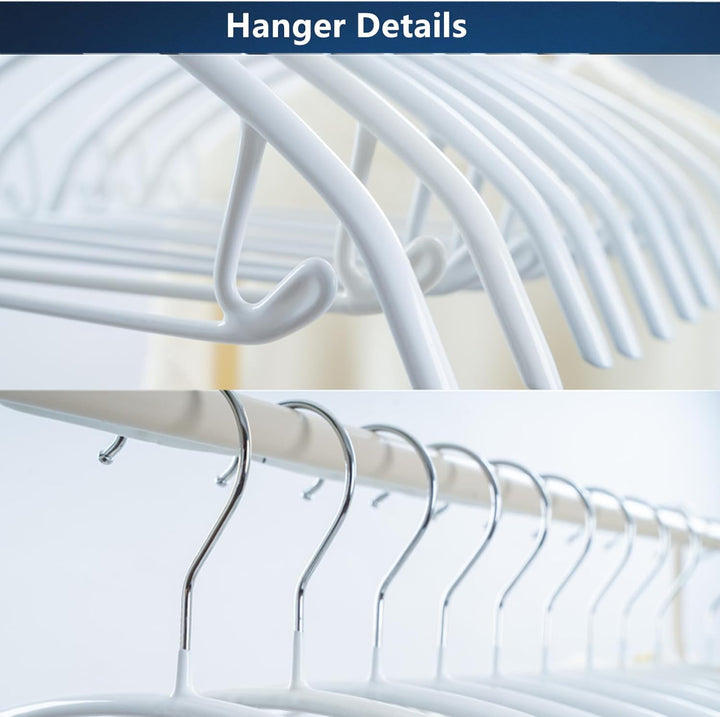 Kleiderbügel aus Metall, 20 Stück, weiss, 42 cm, Anti-Rutsch-Gummibeschichtung verhindert Schulterbe