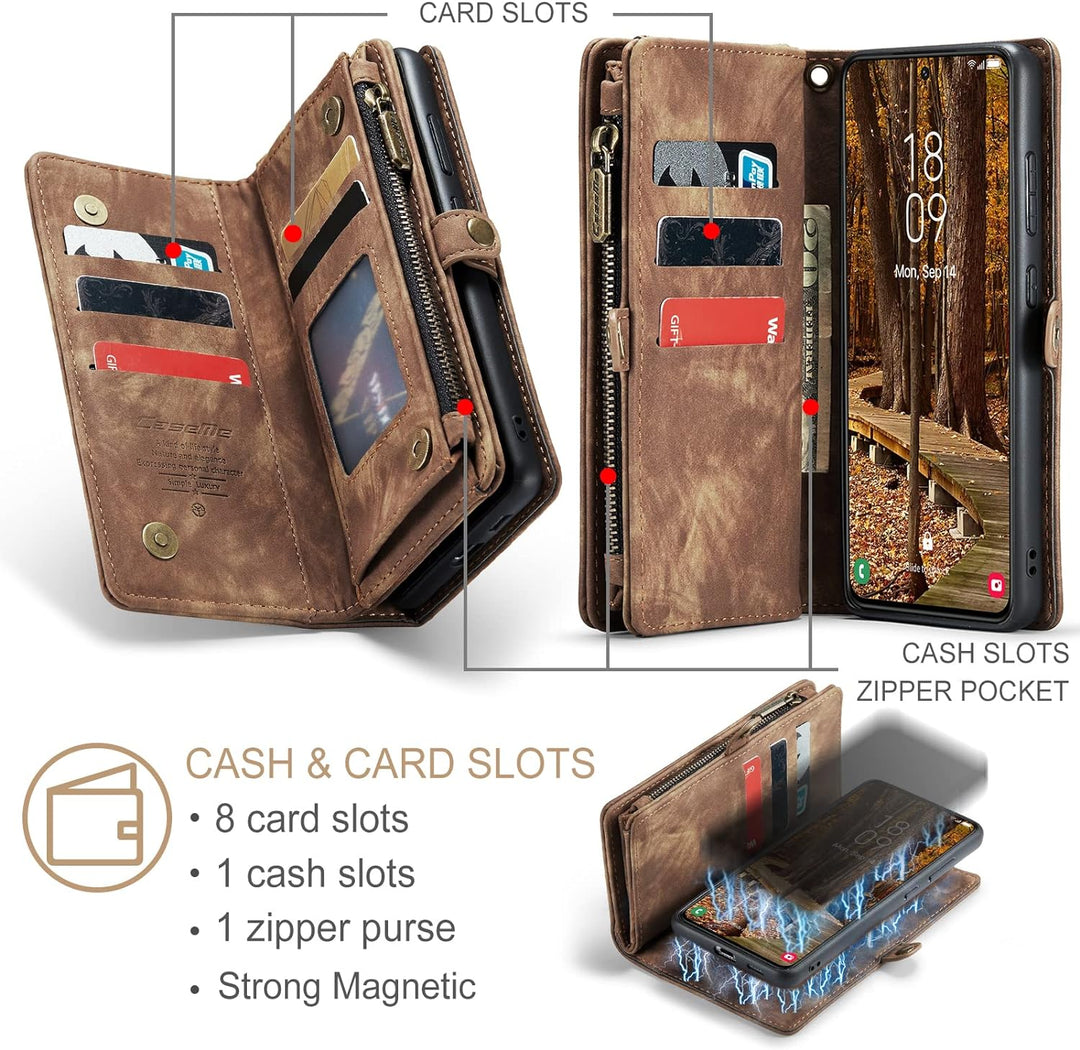 UFinetech Samsung S23 Hülle, Stossfest Kartenfach Magnetisch Abnehmbare Tasche Samsung Galaxy S23 5G