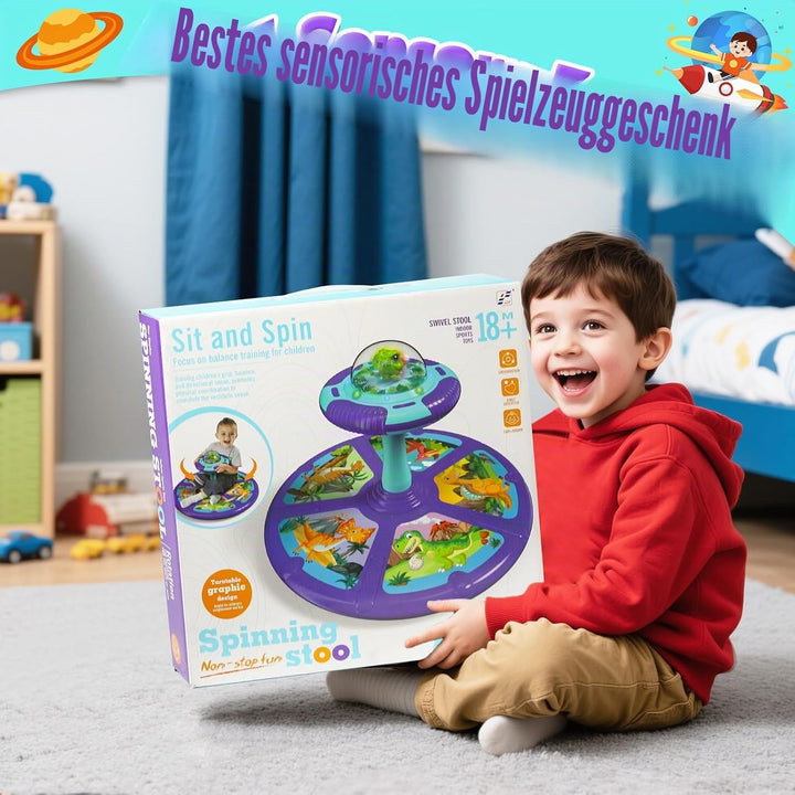 Wdmiya Weltraum Karussell Drehstuhl für Kinder, 360°Sensorischer Drehstuhl mit LED-Beleuchtung und M