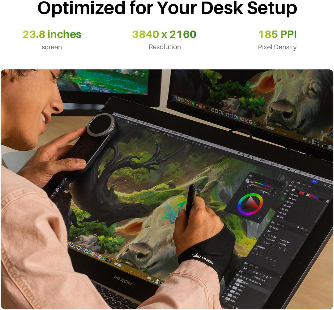 HUION Kamvas Pro 24 Gen 3 4K Touch Grafiktablett mit Display,PenTech 4.0, Dual 16384 Stiftdruckstift