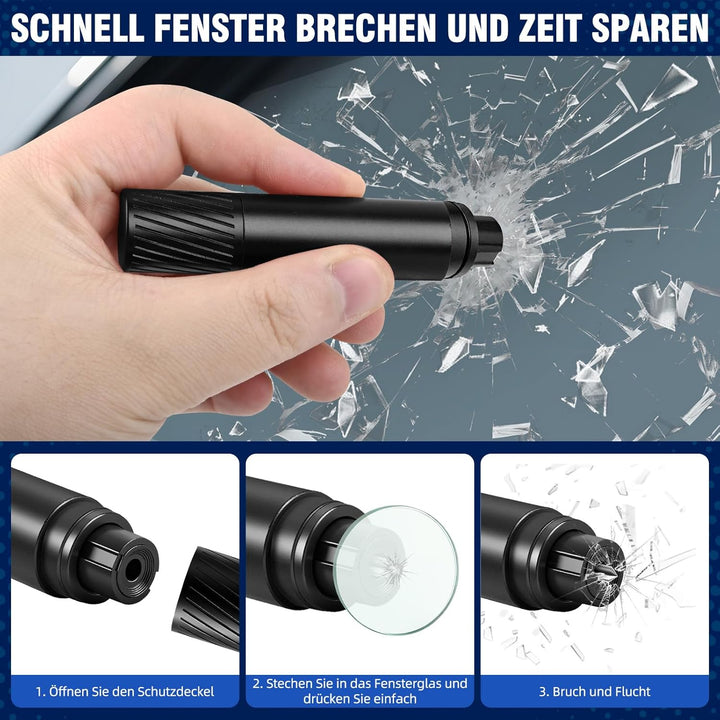 3 Stück 2-in-1 Gurtschneider Notfallhammer mit 2 Testglas & Gurtschneider | Sicherheitshammer aus Wo