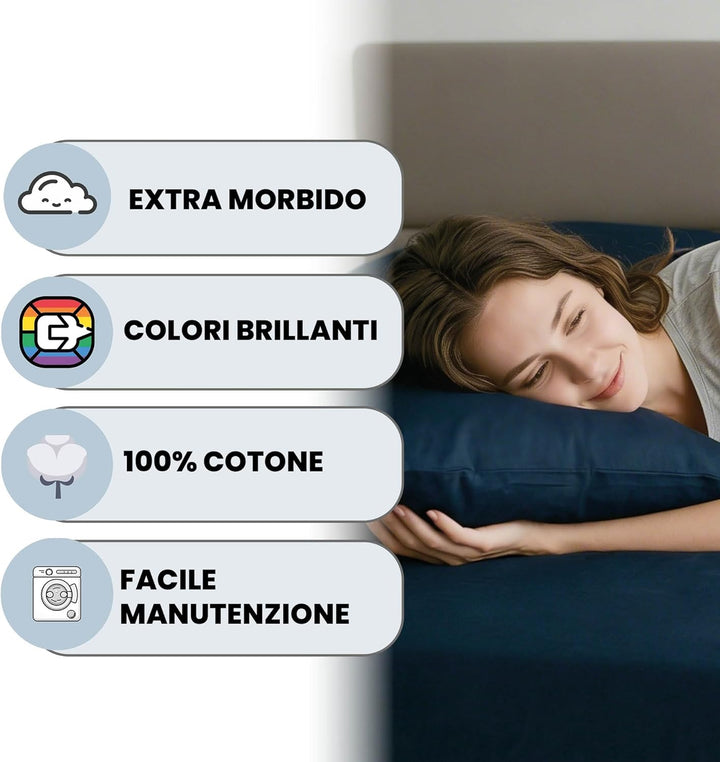 Italian Bed Linen Max Color Bettwäsche-Set, Dunkel blau, Doppelte, Dunkel Blau