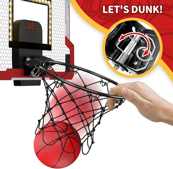HYES Mini Basketballkorb für Kinder, Basketballkorb Set für Zimmer Basketball Set Mit LED-Licht, 3 B