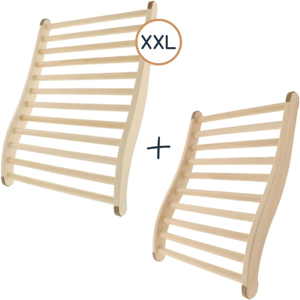 HOFMEISTER® Sauna Set Rückenlehne Holz – Rückenlehne XXL und Normalgrösse, ergonomisch geformt, ruts