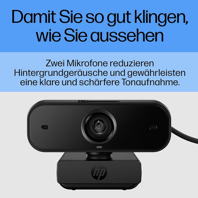 HP 430 Webcam FHD 1080p, Autofokus, 360° Rotation, Sichtfeld bis zu 85°, Doppelmikrofon mit Rauschun