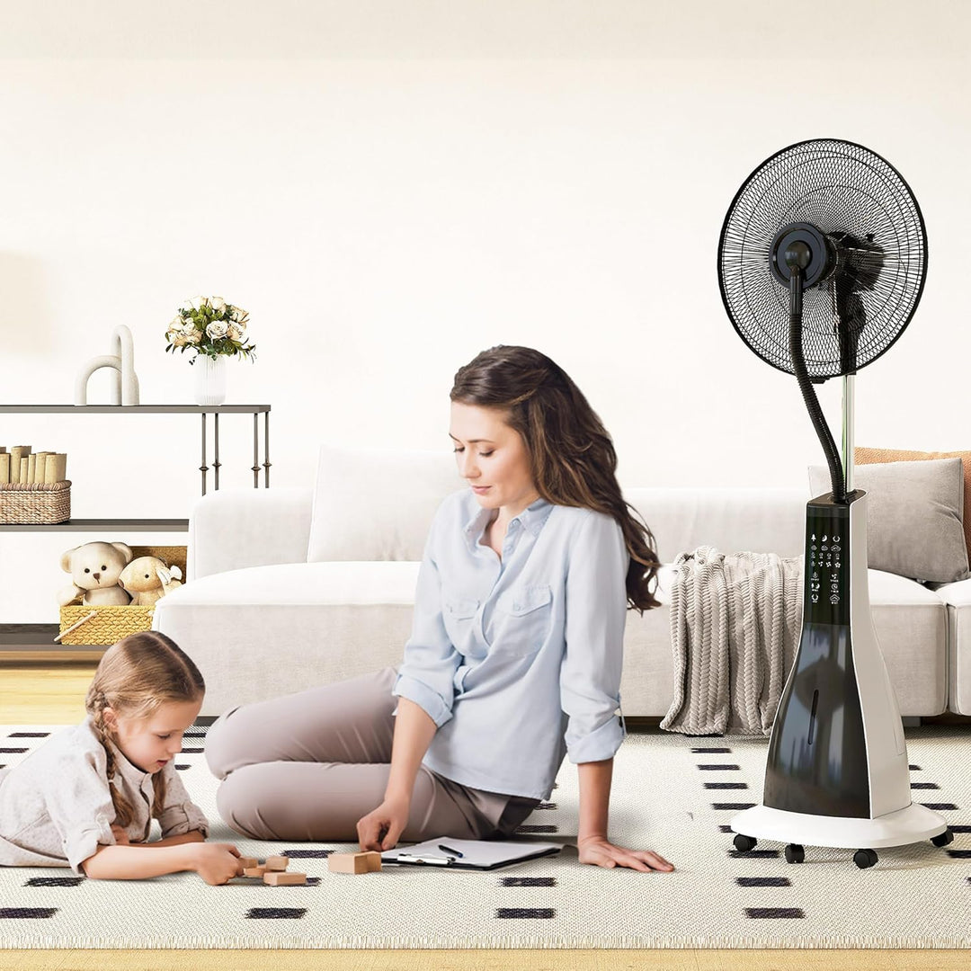 HOMCOM Ventilator mit Wasserkühlung, Standventilator mit Sprühnebel, Fernbedienung, Timerfunktion, o