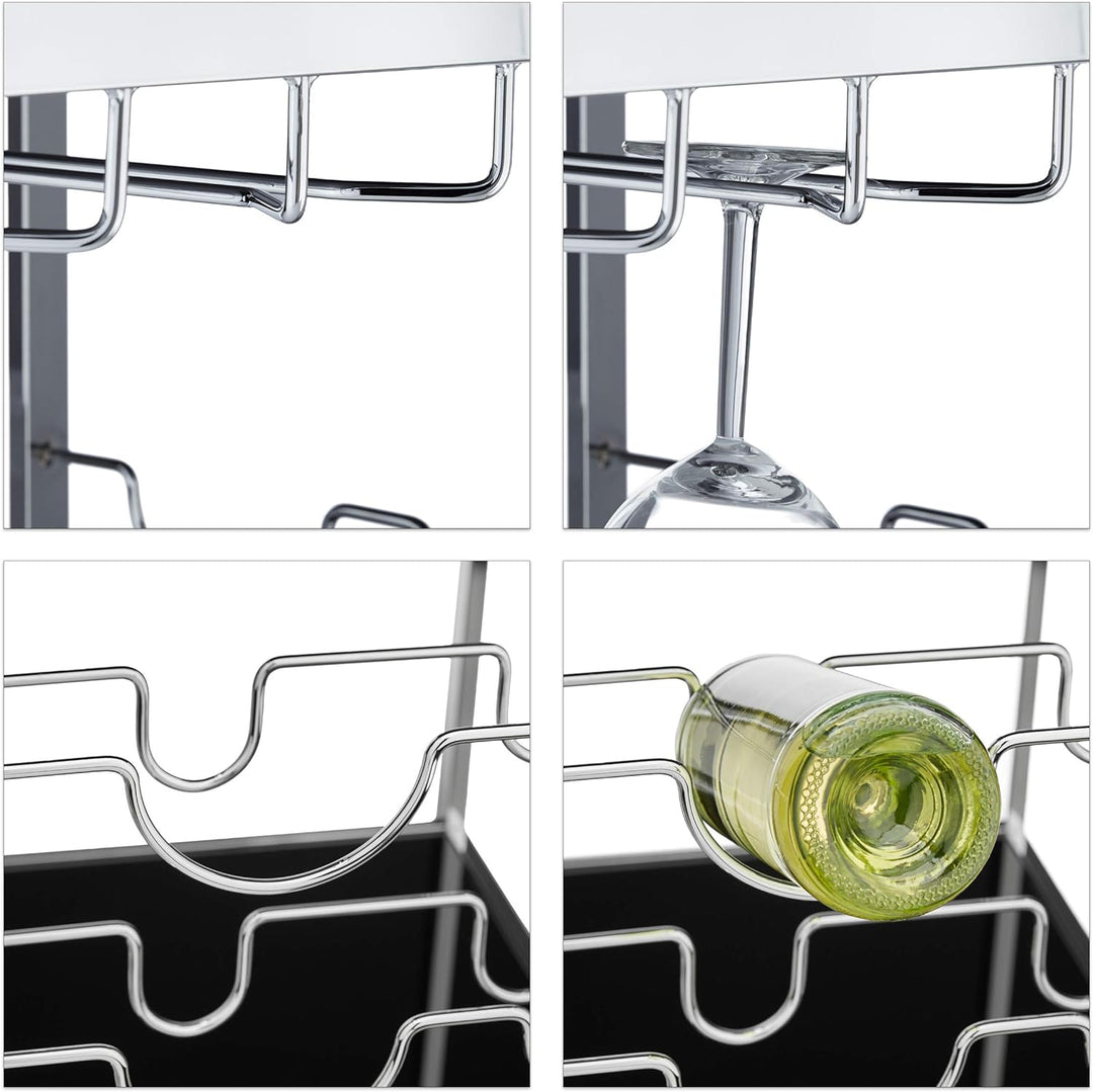 Relaxdays Servierwagen Glas BARON schwarz, Design Rund, Metall, HxBxT: 73 x 46 x 74 cm, Küchenwagen,