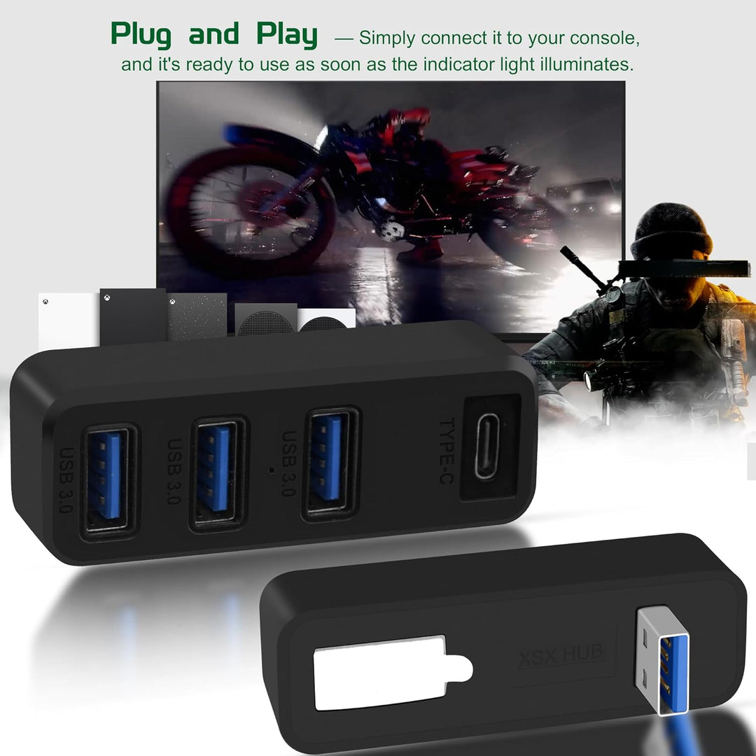 3.0 USB-Hub für Xbox Series X & S, Joso 4-Port-USB-Erweiterung mit Typ-C, kompatibel mit Xbox Series