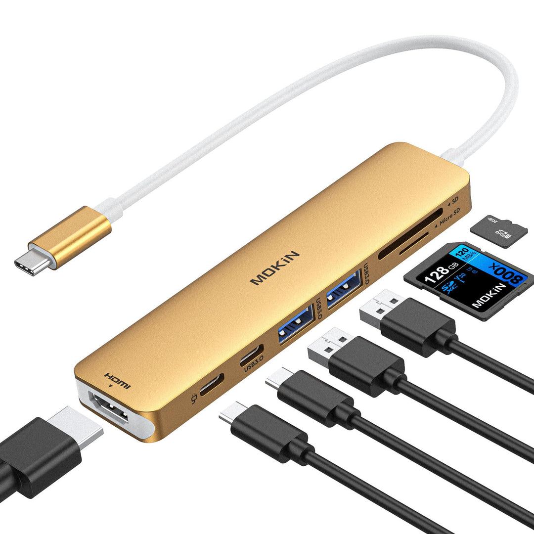 USB C Hub, USB C Multiport Adapter für MacBook Pro/Air, 7 in 1 MacBook Adapter USB C auf HDMI Hub, 2