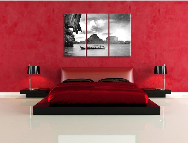 Pixxprint Thailand Phuket Playa Paradisiaca / 3-Teilig/Gesamtmass 120cm Leinwandbild bespannt auf Ho