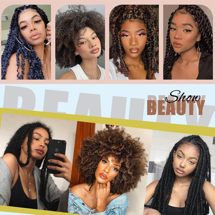 LPARMJIT Springy Afro Kinky Twist Crochet Haar Vorgetrennte Kinky Marley Twists Flechten Haar Faux L
