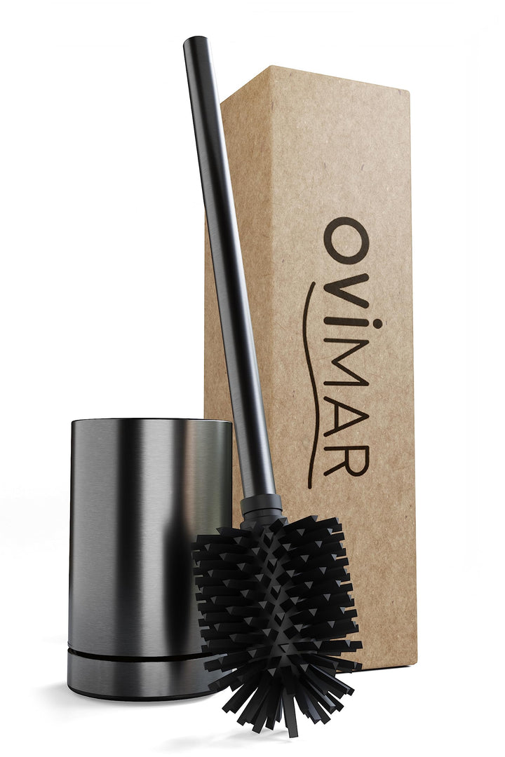 ovimar Toilettenbürste Kniven Gunmetal matt | Silikon Klobürste | Belüftungsfunktion | frei stehend