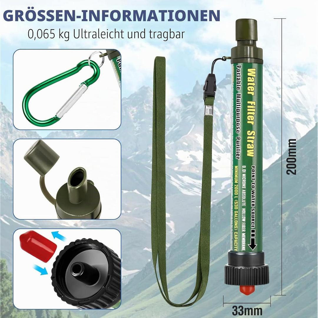 Wasserfilter Outdoor 2000L Mini Tragbarer Camping Wasseraufbereitung Entfernt 99.99% Bakterien Filte