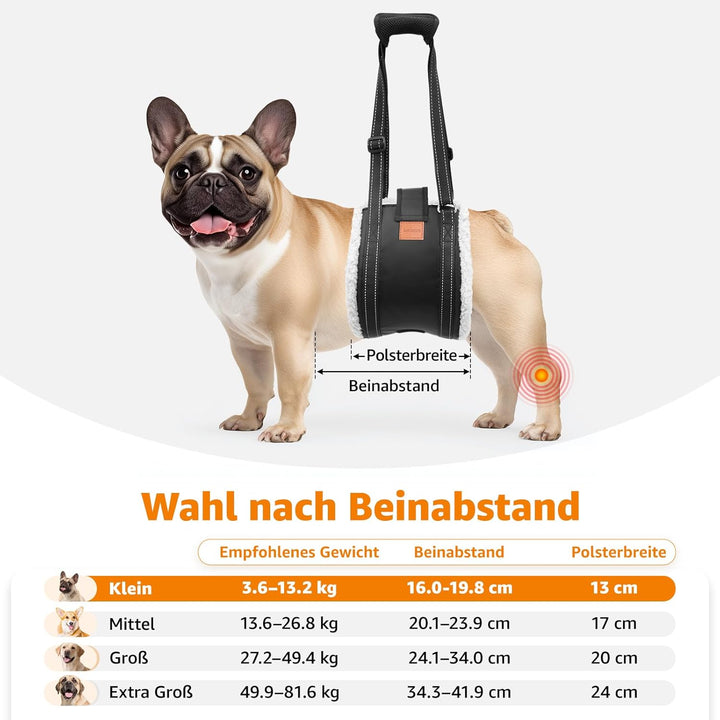 LOOBANI Hunde Tragehilfe mit Klettverschluss, verstellbare Gehhilfe für Hunde, weicher Hundetragegur