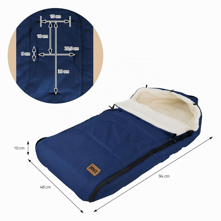 Joyz Babyfusssack, Blau, Universal Fusssack für Babyschale, Kinderwagen &amp; Buggy, Sitzauflage aus Fle