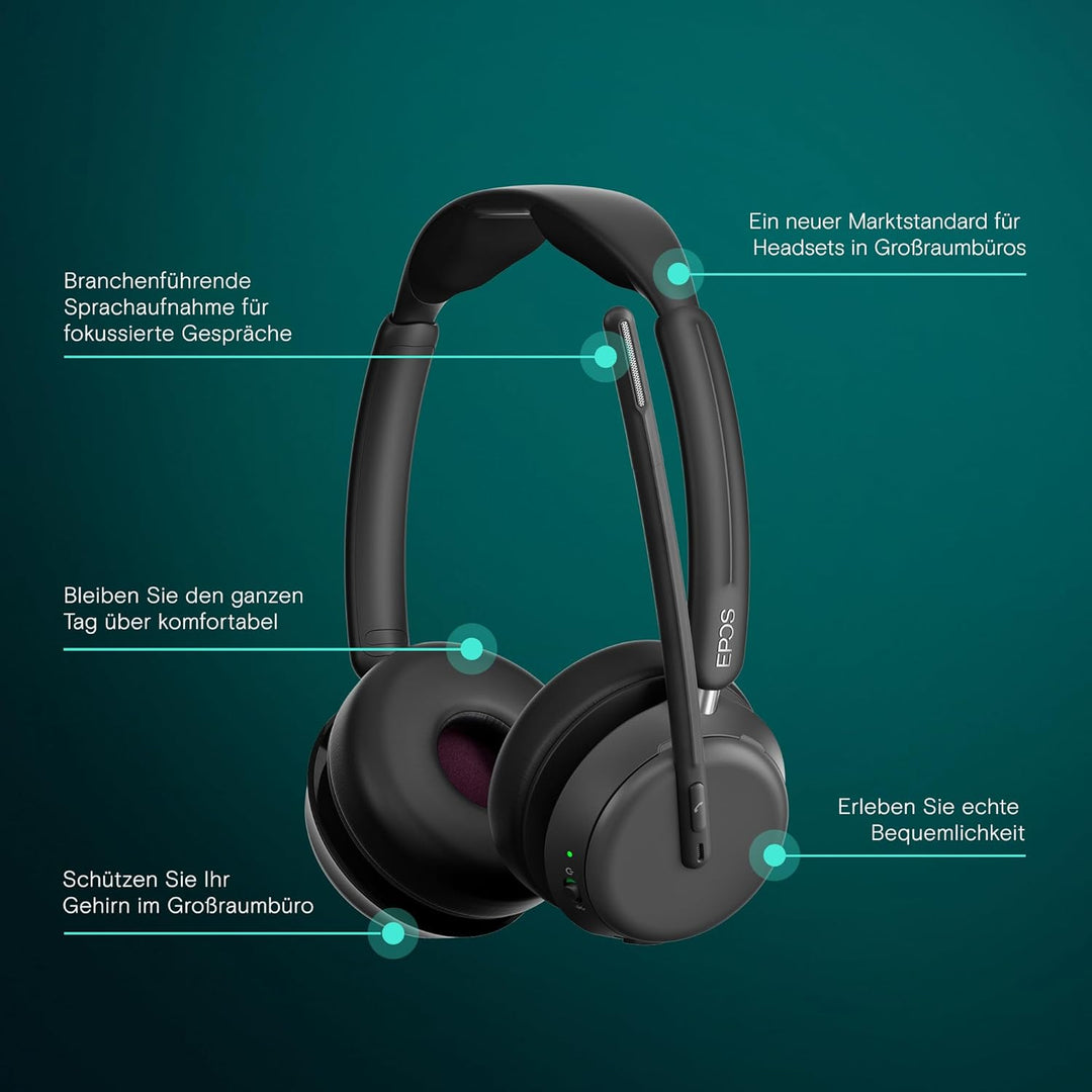 EPOS IMPACT 1061 Fortgeschrittenes kabelloses Headset mit Mikrofon für PC – Beidseitig, EPOS AI Spra