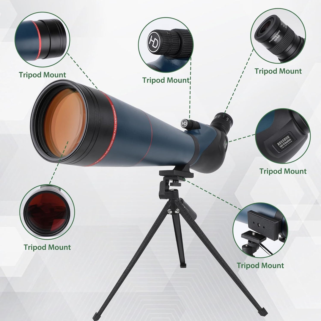 25-75x100 Spektive für Zielschiessen ，HD Stativ mit Stativ Tragetasche & Smartphone Halterung - BAK4