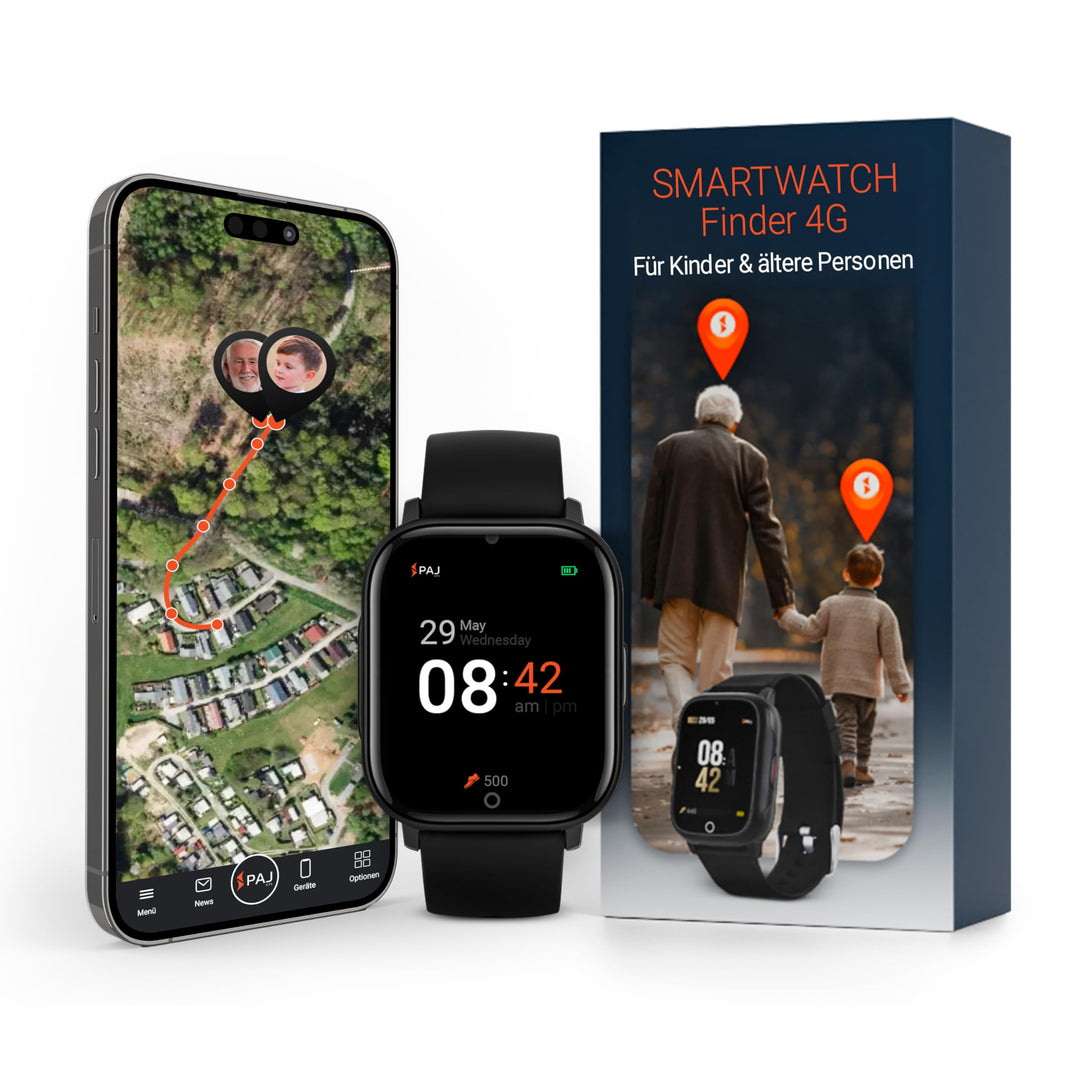 PAJ SMARTWATCH Finder 4G für Kinder & Senioren - GPS Tracker, SOS Alarm, Kamera, Sprachnachrichten,