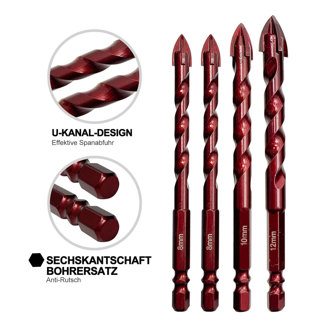 GVHAKG Fliesenbohrer Set 10 tlg, Glasbohrer Set mit Kobalt, Glasbohrer Keramikbohrer Mit Für Metall