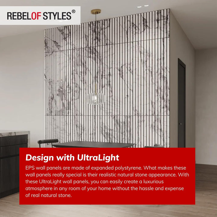 3D Wandpaneele, EPS-Schaumstoff Verblendstein - 3D UltraLight Linari Marble White HD Printed, 3d Ult