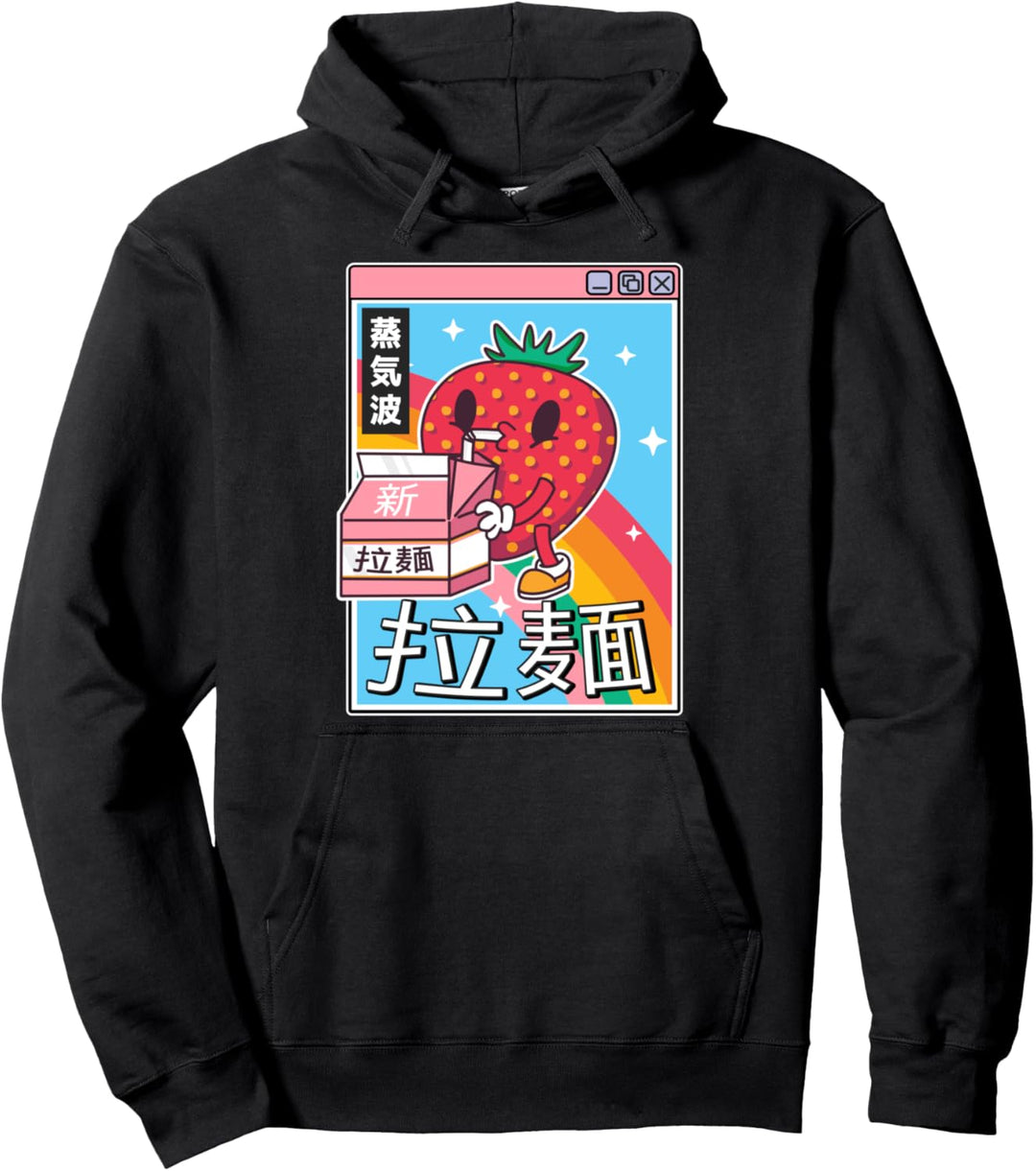 Otaku Vaporwave Erdbeermilch, Regenbogenfarben Pullover Hoodie