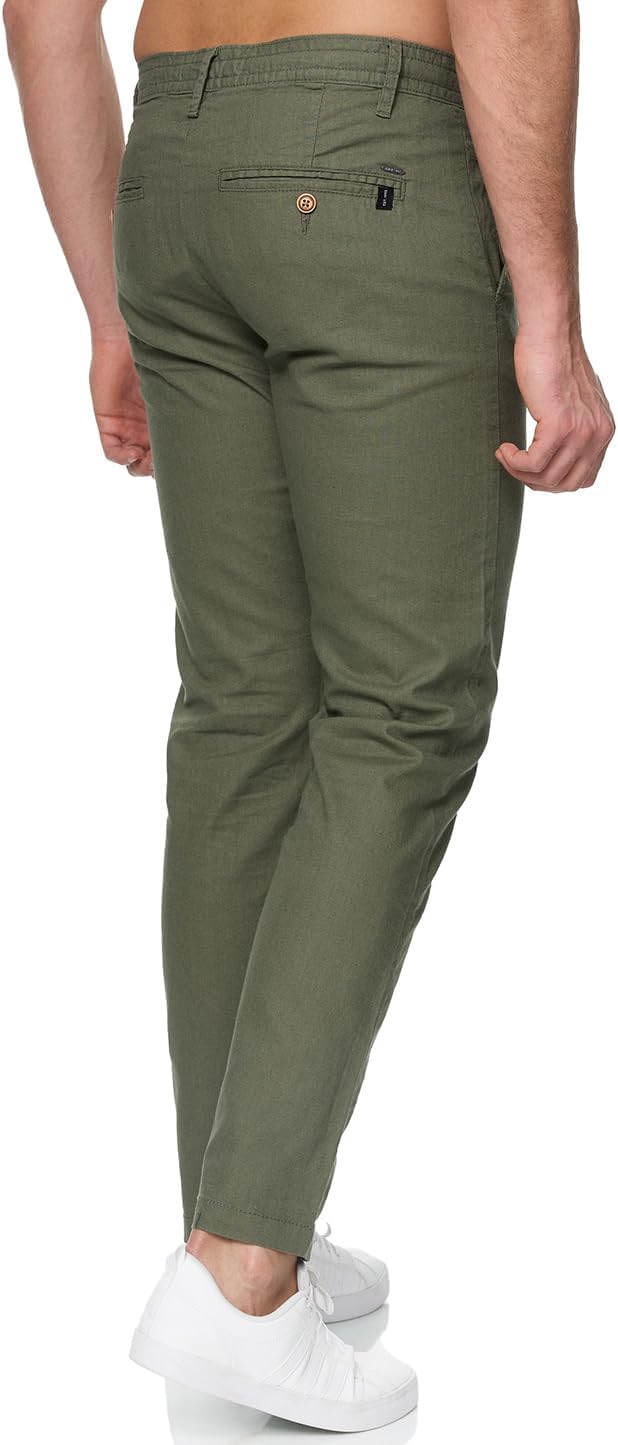 Indicode Herren Venedig Stoffhose aus Leinen & Baumwolle | Leinenhose Freizeithose Männer L Army, L