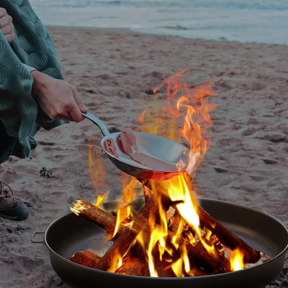 Daromigo Feuerschale Ø 80 cm, mit 2 Griffen und 3 abnehmbaren Füssen, grosse Feuerschale und Feuerko