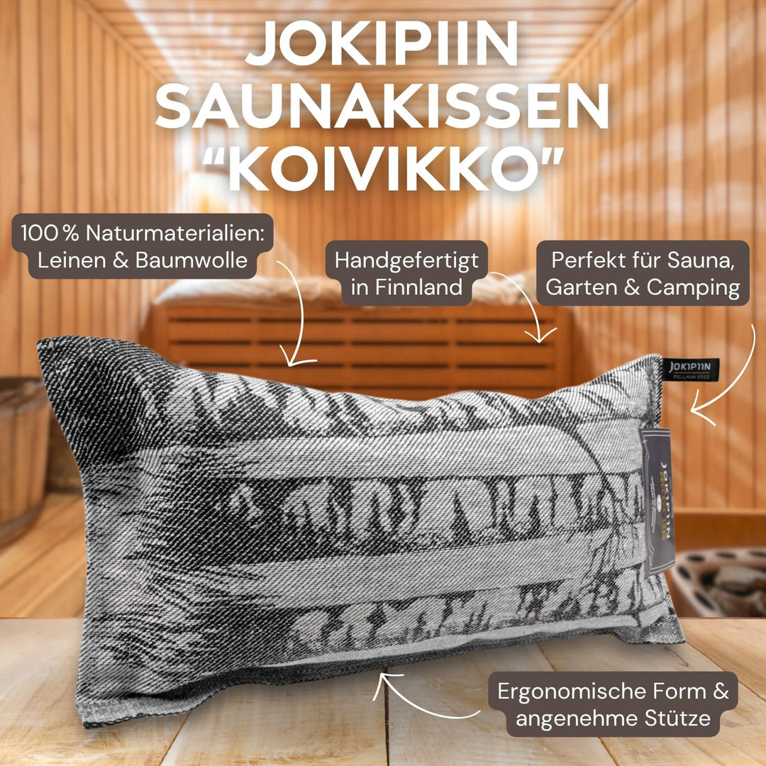 Jokipiin Premium Saunakissen 40 x 22 cm | 100% Made in Finland | ReisekissenLeinen Baumwolle