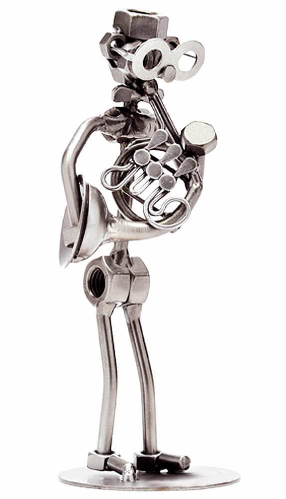 STEEMO Schraubenmännchen Hornist Horn Musiker Geschenk Metall-Deko 7x7x18 cm