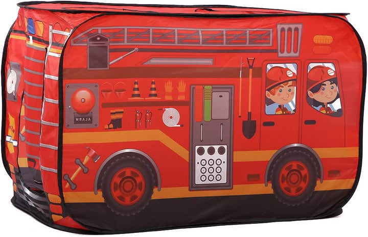 JTLB Faltbares Spielzelt Kinder mit Eiswagenthemen, Polizeibus und Feuerwehrauto interaktive Spiele