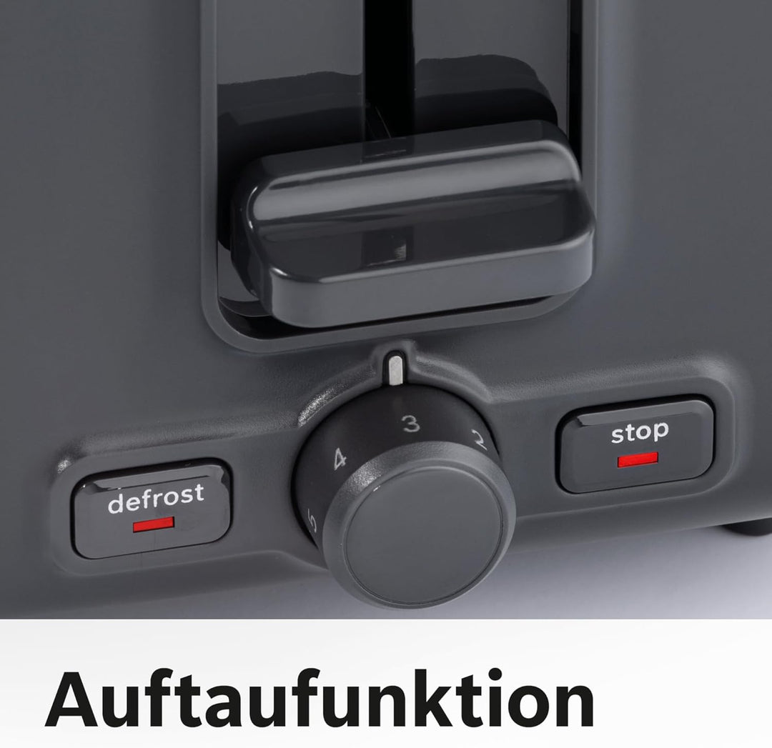Bosch Kompakt Toaster DesignLine TAT3P424DE, integrierter Edelstahl-Brötchenaufsatz, mit Abschaltaut