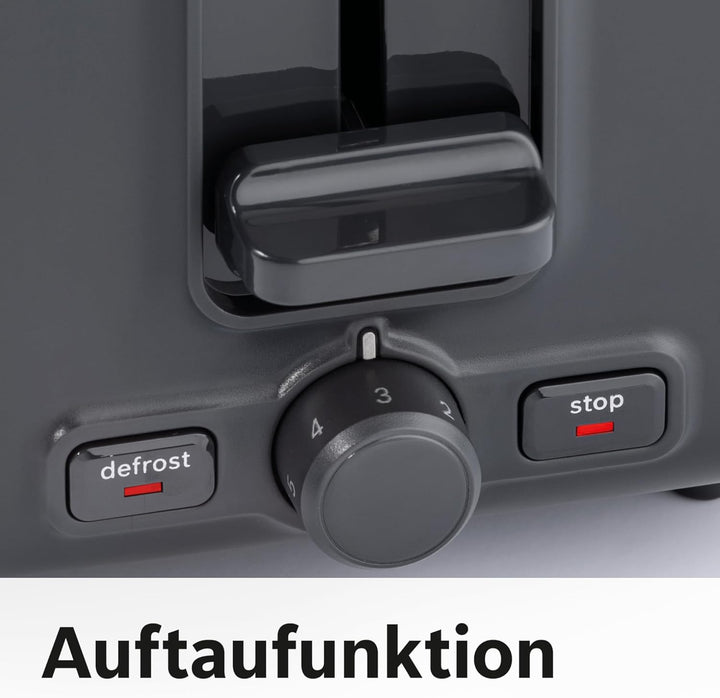 Bosch Kompakt Toaster DesignLine TAT3P424DE, integrierter Edelstahl-Brötchenaufsatz, mit Abschaltaut