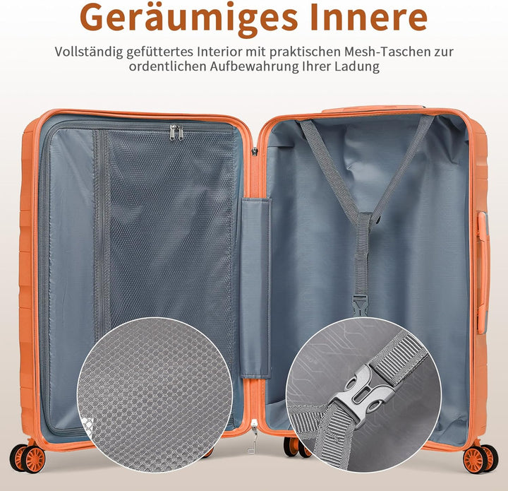 KONO Gross Koffer 75cm Leicht Reisekoffer aus Polypropylen Hartschale Koffer mit 4 Rollen und TSA Sc