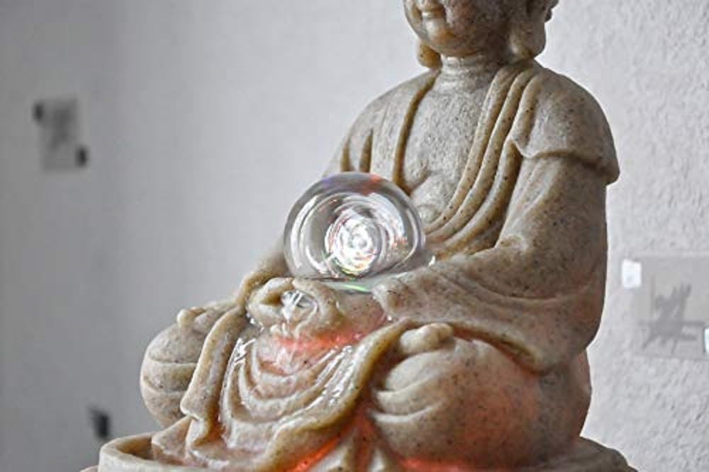 Zimmerbrunnen Buddha "Lotus" mit LED Kugel, Höhe 30 cm