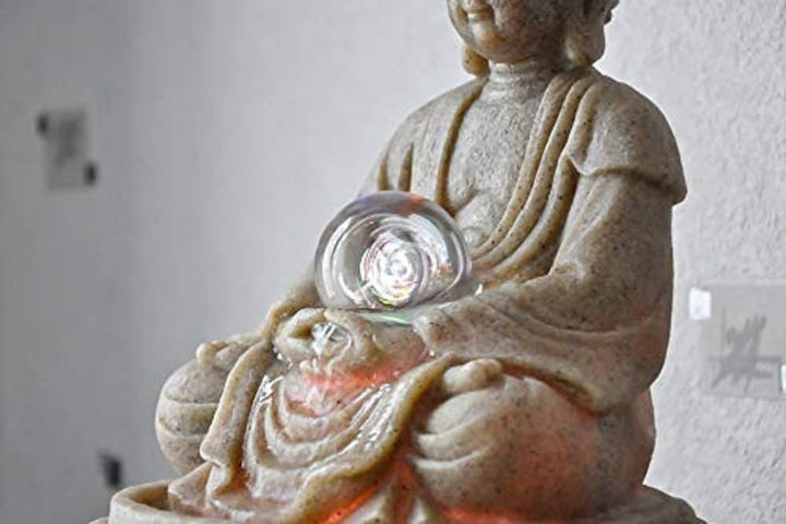 Zimmerbrunnen Buddha "Lotus" mit LED Kugel, Höhe 30 cm