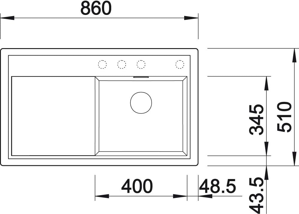 BLANCO 523709 ZENAR 45 S Anthrazit 45 cm Unterschrank - Becken rechts mit Glasschneidbrett, Anthrazi