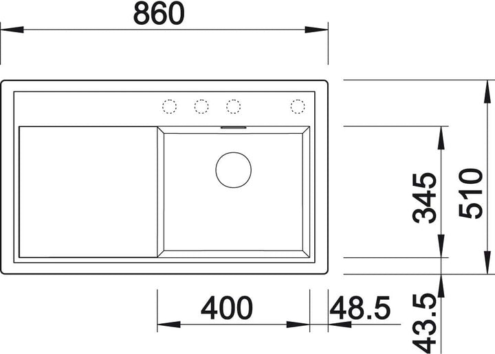 BLANCO 523709 ZENAR 45 S Anthrazit 45 cm Unterschrank - Becken rechts mit Glasschneidbrett, Anthrazi