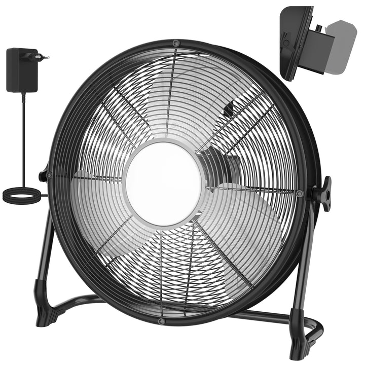 T-SUN 40cm Akku Ventilator mit Lampe, Bodenventilator kompatibel mit Makita 18V-Ohne Akku, Stufenlos