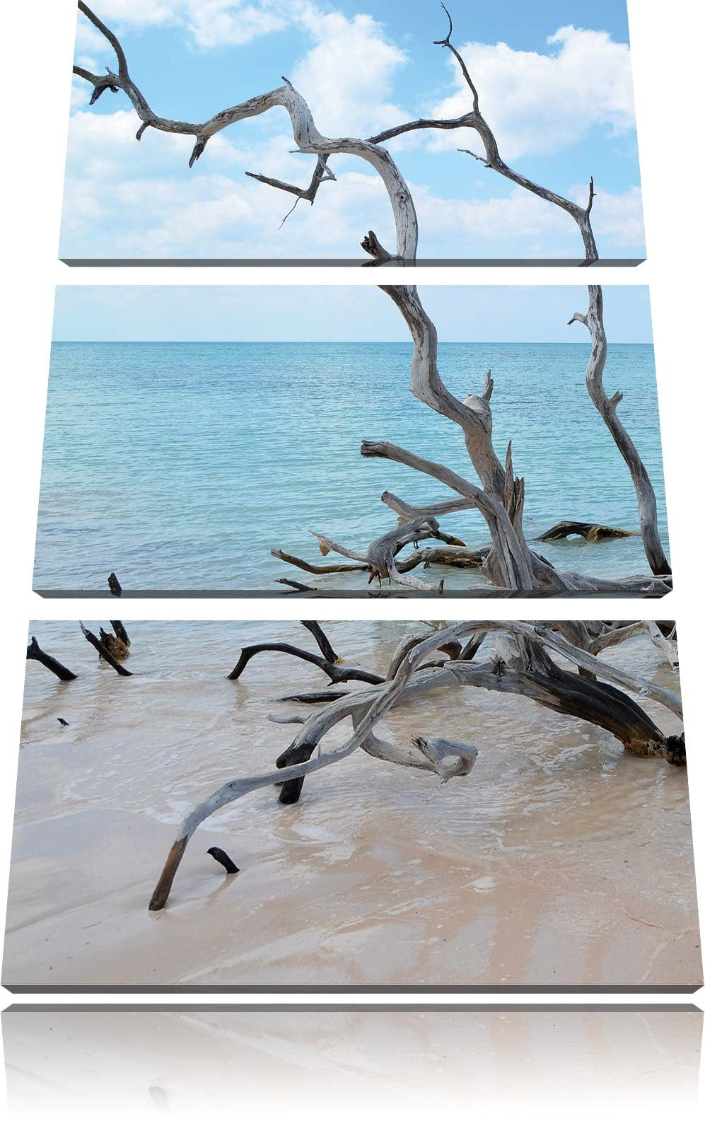 Pixxprint Strand Meer Havanna Kuba als Leinwandbild | Grösse: 3 Teilig (120x80) | Wandbild| Kunstdru