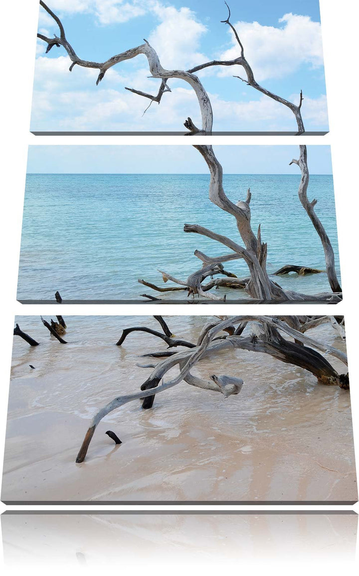 Pixxprint Strand Meer Havanna Kuba als Leinwandbild | Grösse: 3 Teilig (120x80) | Wandbild| Kunstdru