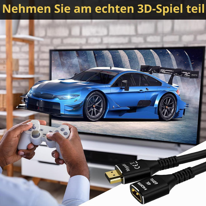HDMI 2.0 Verlängerungskabel(10 Meter),HDMI Stecker auf Buchse 4K@60Hz, HDMI Kabel, HDMI Extender,kom