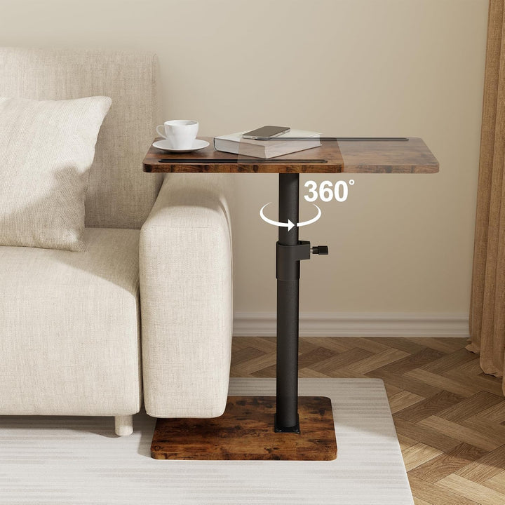 YUHFERA Couch Beistelltisch - 360° schwenkbarer höhenverstellbar Couchtisch/Holz Sofatisch,Sofa Arml