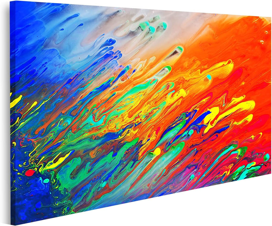 islandburner Bild auf Leinwand Bunte Abstrakte Acrylmalerei Dynamisch Bilder Wandbilder Poster Leinw