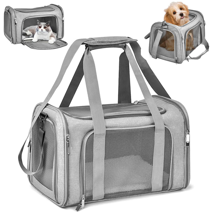 Sprifityy 45x30x30 cm Katzentransporttasche Haustiertasche, Katzen Tragetasche Faltbar und Atmungsak