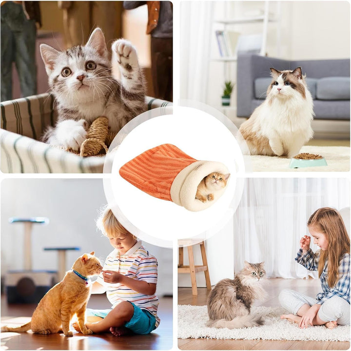 Generisch Katzenschlafsbag für Innenkatzen, weich bequemer Katze Winter Schlafsack C-at Cave Bett, 3
