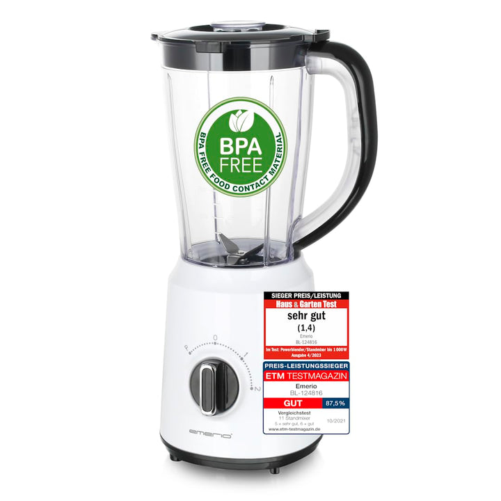 Emerio Standmixer BL-124816, BPA frei, Crush Ice Funktion, 1.5l Behälter, 2 Geschwindigkeiten + Puls